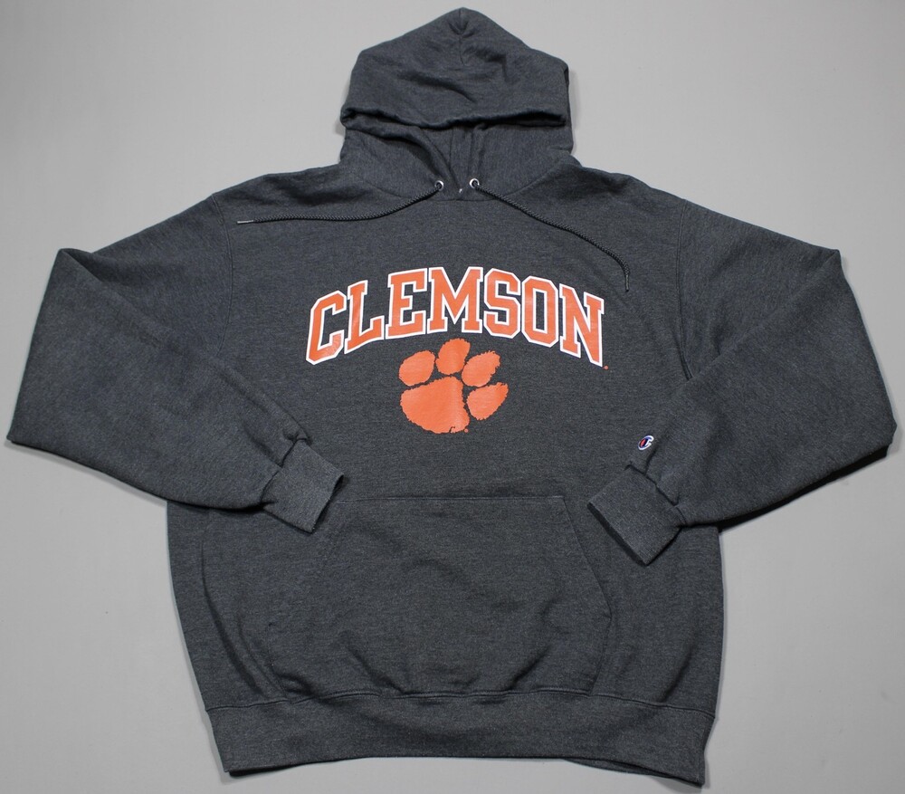 Champion Clemson Tigers Long Sleeve Hoodie Sweatshirt Mens Large Gray